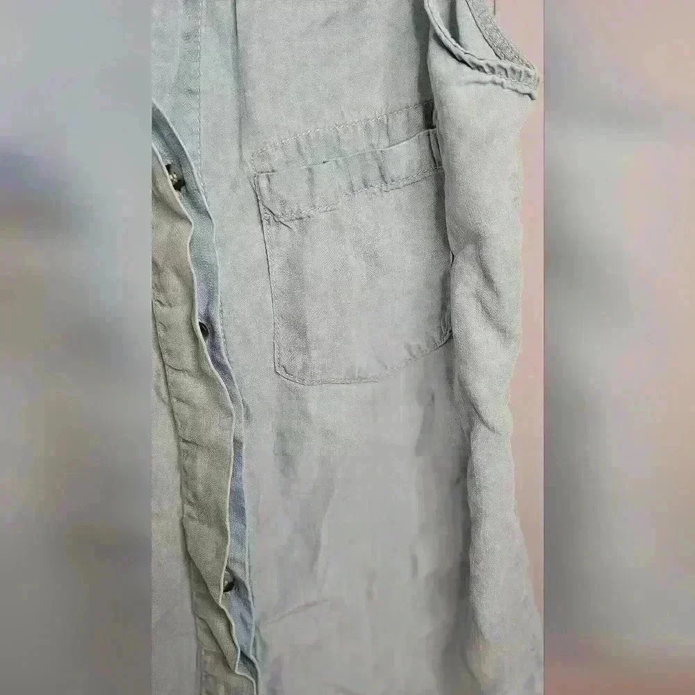 Andrea Jovine Soft Denim Collared Sleeveless Blouse Small - Picture 5 of 6